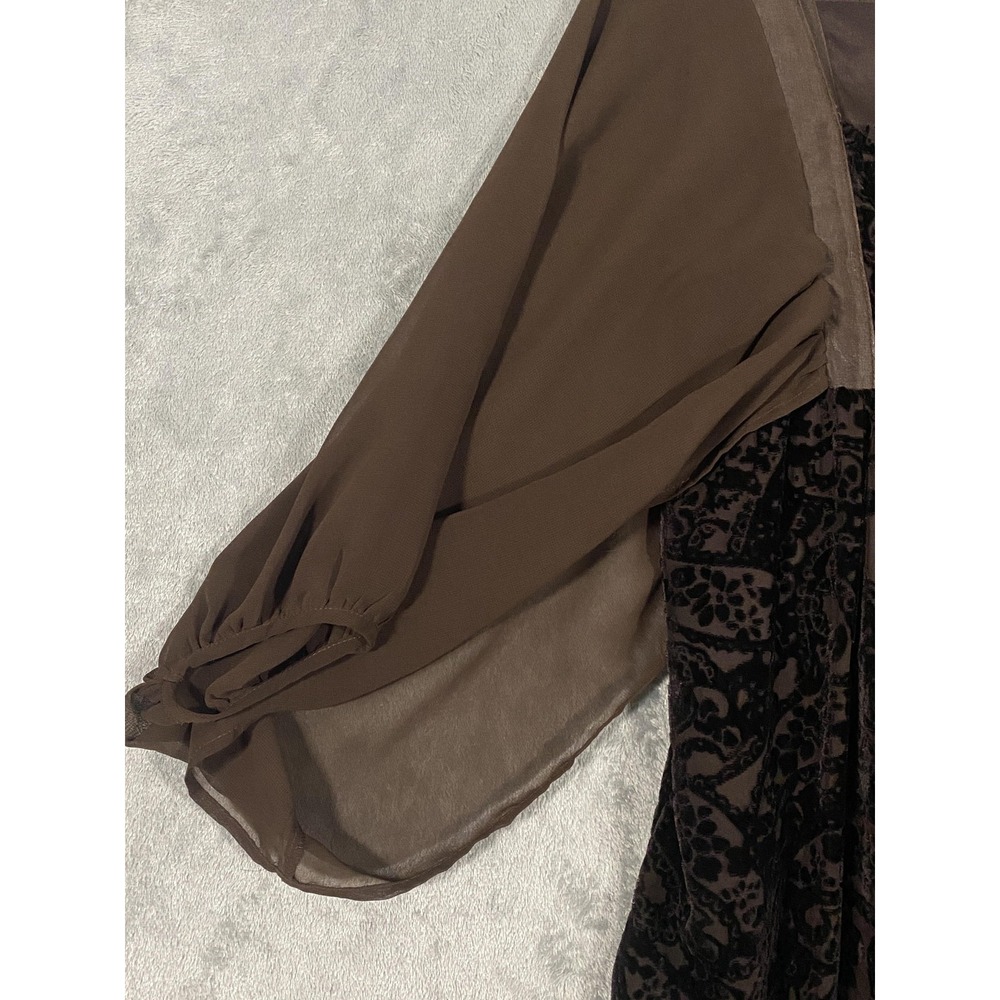 Umgee Dress Womens Sz M Brown Velvet Burnout‎ Stretch Boho Whimsigoth Night Out - Picture 6 of 13